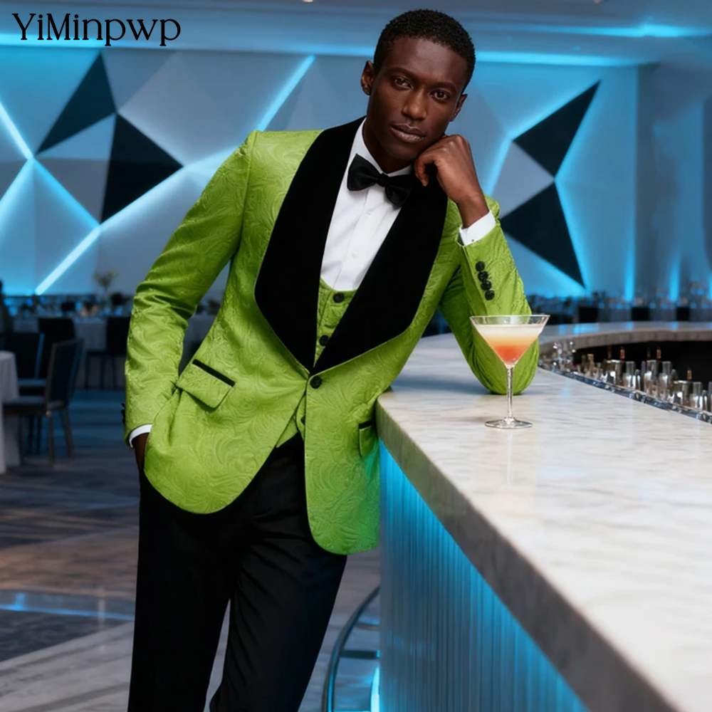 Men Formal Wear Modern - YiMinpwp Abito da uomo jacquard verde